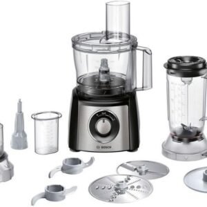 Bosch MultiTalent 3 MCM3501M – Robot de cuisine polyvalent avec plus de 50 fonctions – 800 W – Capacité de 2,3 L – Couleur : Noir/Inox brossé