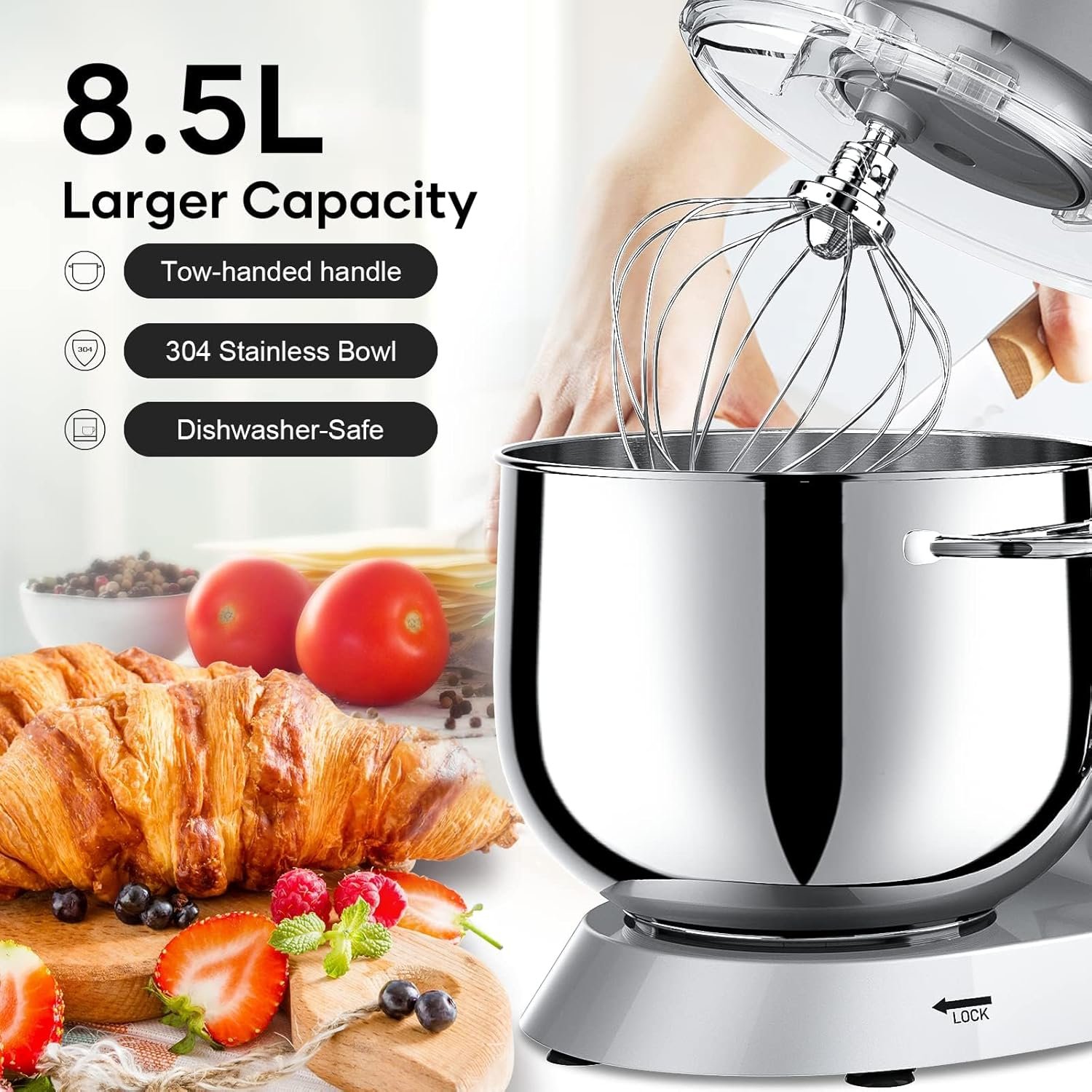 Vezzio Robot Pâtissier 1500W 8.5L : Cuisine rapide et polyvalente – Image 5
