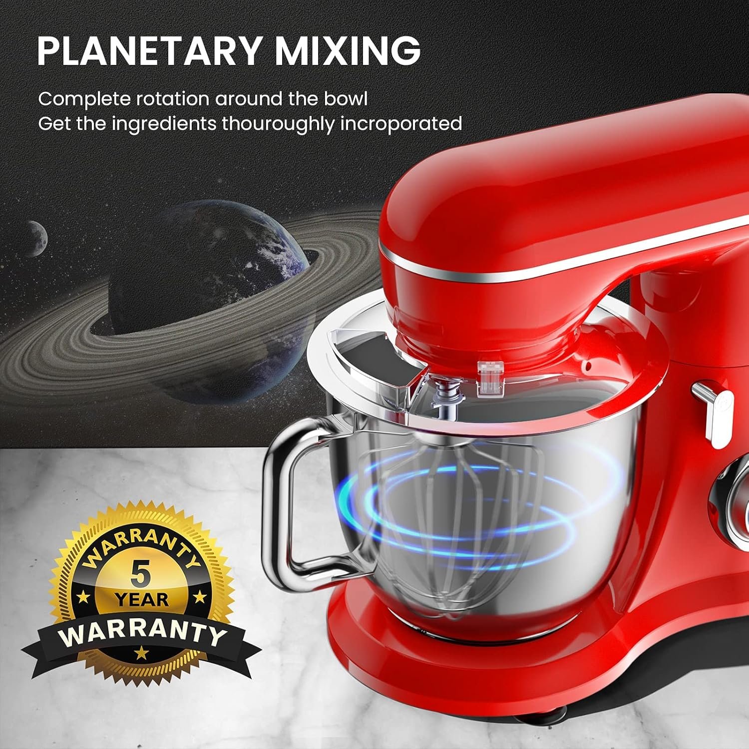 KICHOT 4.5L Robot Pâtissier 1300W, 10 Vitesses : Flexibilité et Efficacité en Cuisine – Image 4