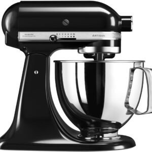 KitchenAid Robot Pâtissier - Artisan - Robot cuisine multifonctions à tête inclinable - Avec 4 accessoires - Bol de 4,8 L - Noir onyx