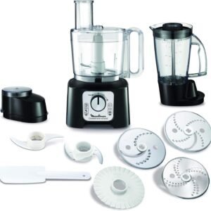 Moulinex Double Force Compact Robot multifonction, Bol 3 L, Blender 1,25 L, 6 options de vitesse, 9 accessoires inclus FP546811, Noir / Gris Foncé