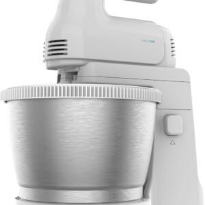 Cecotec Robot Pâtissier PowerTwist 500 Steel. Bol Auto-giratoire en Acier Inoxydable, 3.5 L de Capacité, 5 Niveaux de Vitesse, Fonction Turbo, et 3 Accessoires, Moteur de 500 W.