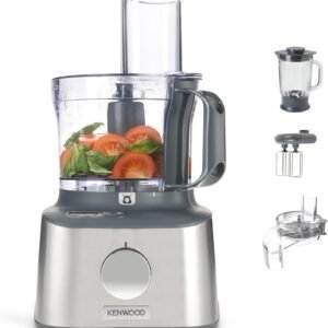 Kenwood Multipro Compact + FDM315SS Robot de cuisine compact, 2,1 l, balance intégrée, couteau en acier inoxydable, 4 disques de travail et 5 autres accessoires, boîtier en métal, 800 W, argenté