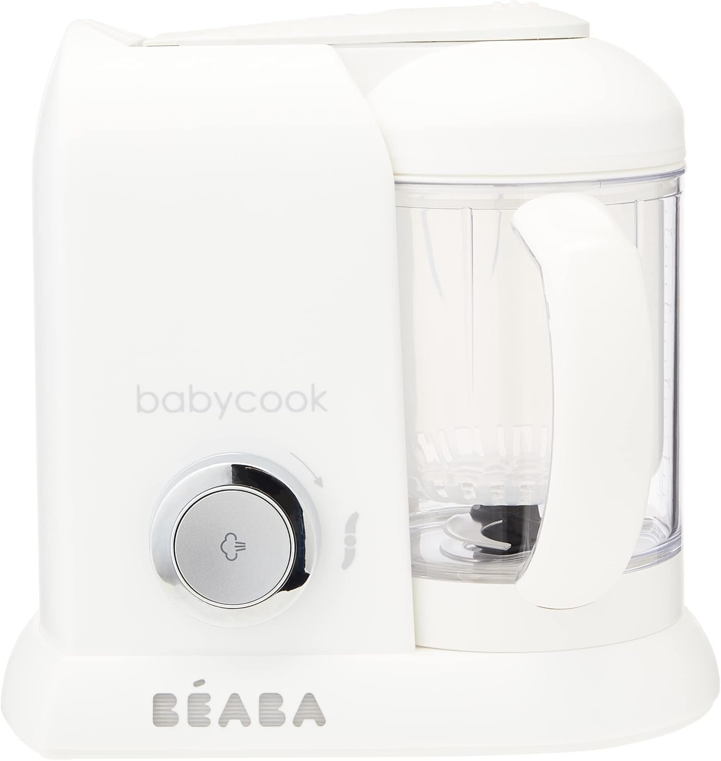 BÉABA, Babycook Solo, Robot Bébé 4 en 1 Mixeur-Cuiseur, Cuisson Vapeur, Diversification alimentaire, Petits pots bébé maison, White/Silver & Lot de 8 Portions Conservation Clip